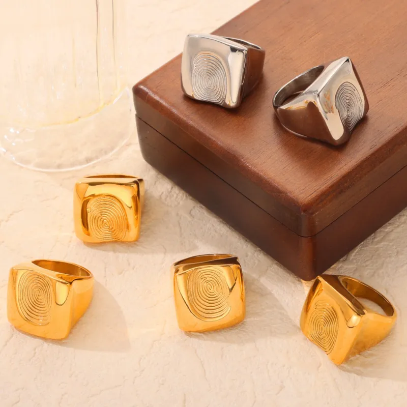 Titanium Steel Fingerprint Signet Ring sold by Charming Charlie