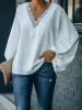 Lace Detail V-Neck Long Sleeve Blouse sold by Charming Charlie