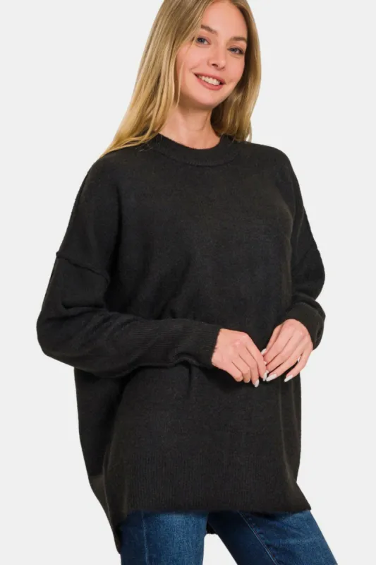 Zenana High-Low Hem Drop Shoulder Sweater sold by Charming Charlie