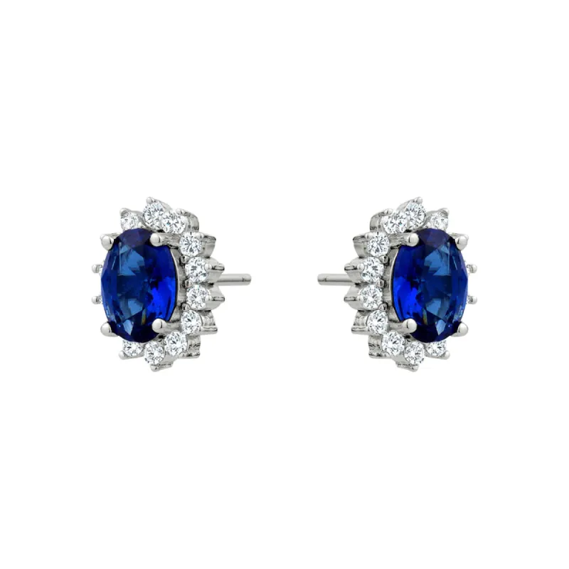 GL Creations- Sterling Silver Oval Blue & Clear CZ Studs sold by Charming Charlie