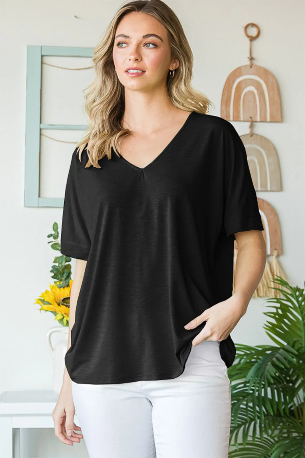 Heimish Full Size V-Neck Short Sleeve T-Shirt sold by Charming Charlie