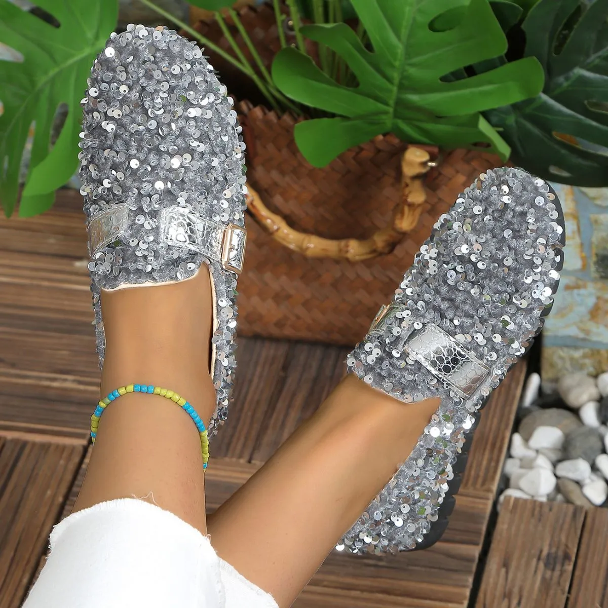 Sequin Round Toe Slip-Ons sold by Charming Charlie product image thumbnail 5
