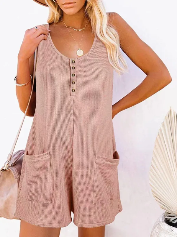 Full Size Pocketed Scoop Neck Sleeveless Romper sold by Charming Charlie