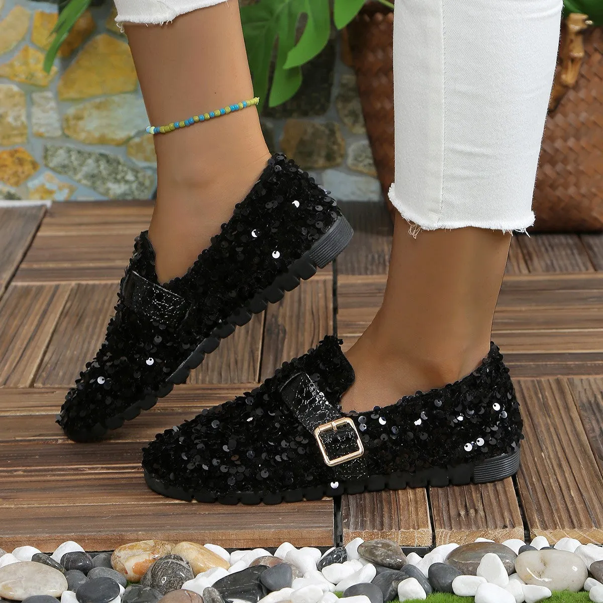 Sequin Round Toe Slip-Ons sold by Charming Charlie product image thumbnail 3