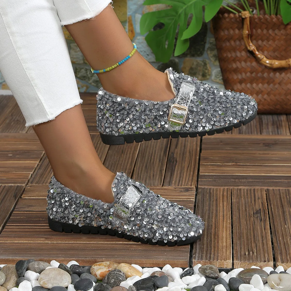 Sequin Round Toe Slip-Ons sold by Charming Charlie product image thumbnail 4