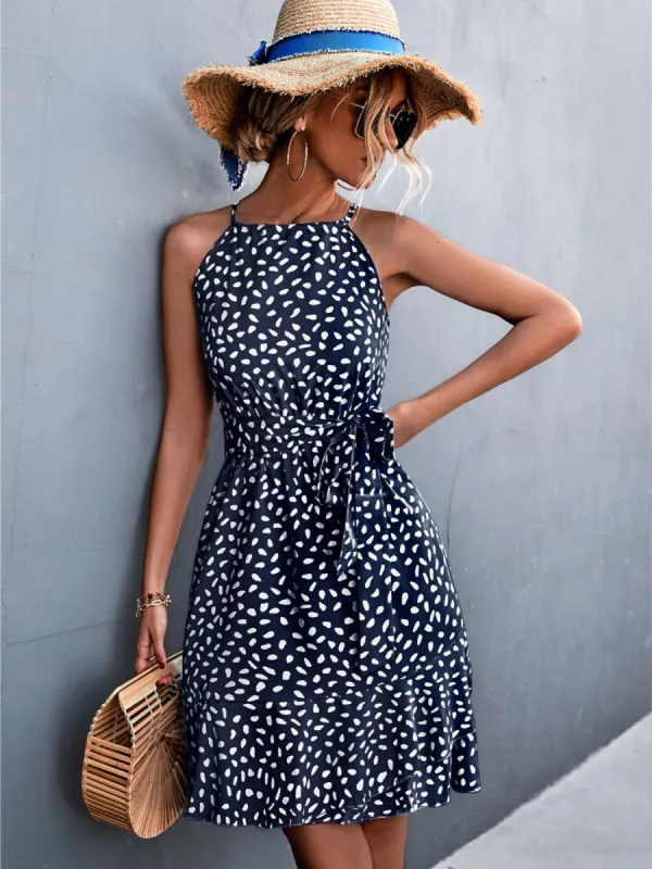 Layered Hem Tied Printed Sleeveless Dress sold by Charming Charlie
