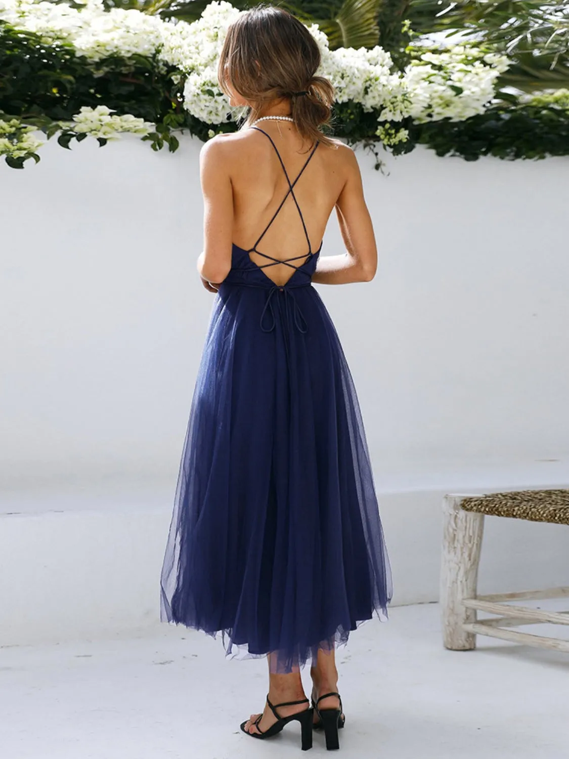 Backless Crisscross Sleeveless Midi Dress sold by Charming Charlie product image thumbnail 2
