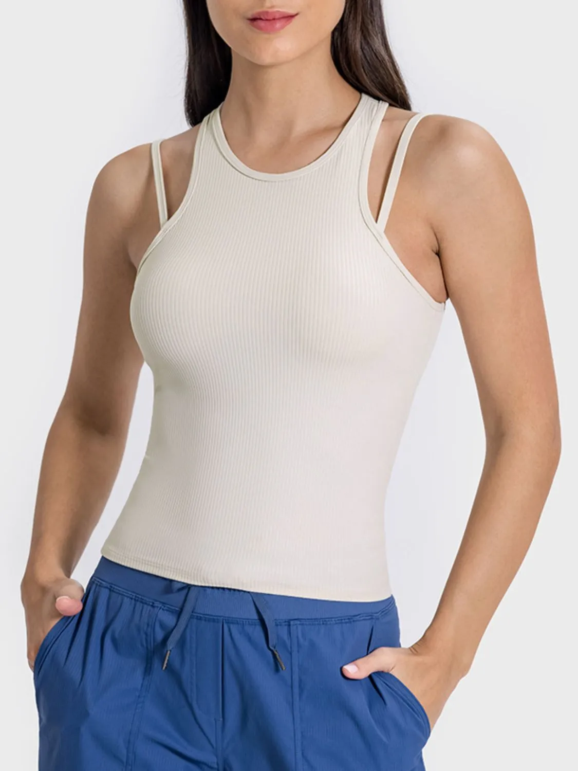 Cutout Round Neck Racerback Active Tank sold by Charming Charlie product image thumbnail 4