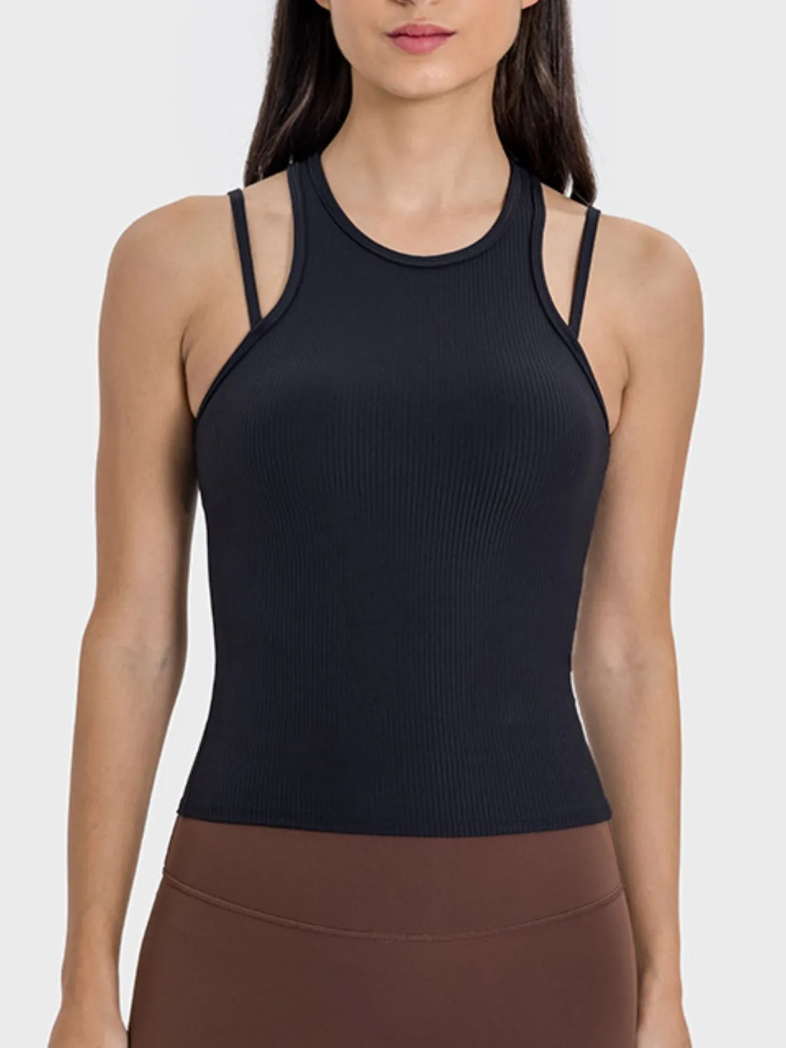 Cutout Round Neck Racerback Active Tank sold by Charming Charlie