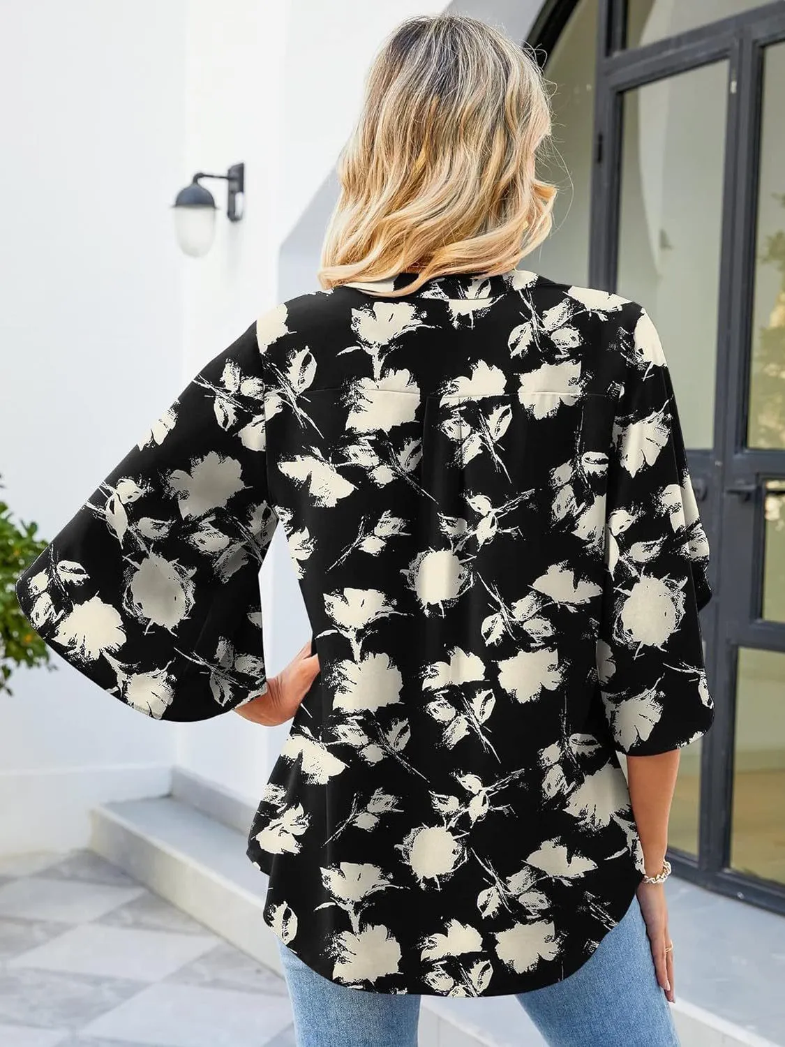 Printed Notched Half Sleeve Blouse sold by Charming Charlie product image thumbnail 5