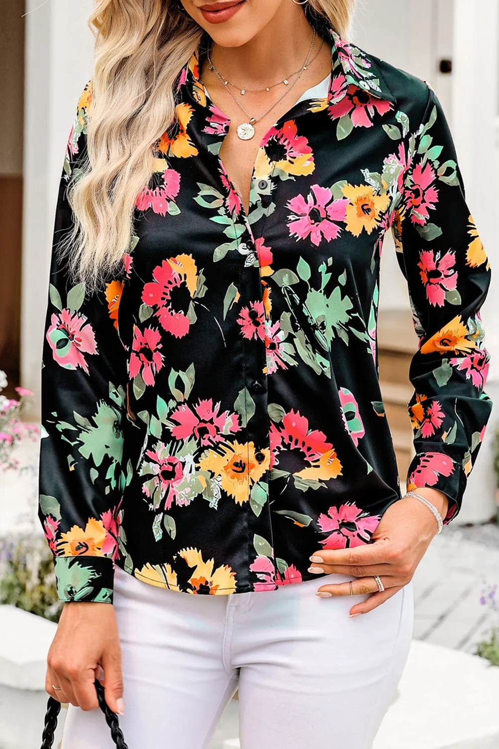 Printed Button Up Long Sleeve Shirt sold by Charming Charlie