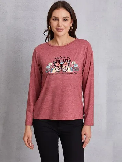 Graphic Round Neck Long Sleeve T-Shirt sold by Charming Charlie