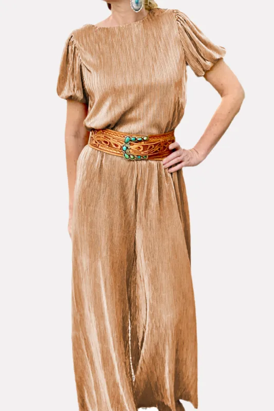 Round Neck Puff Sleeve Top and Pants Set sold by Charming Charlie