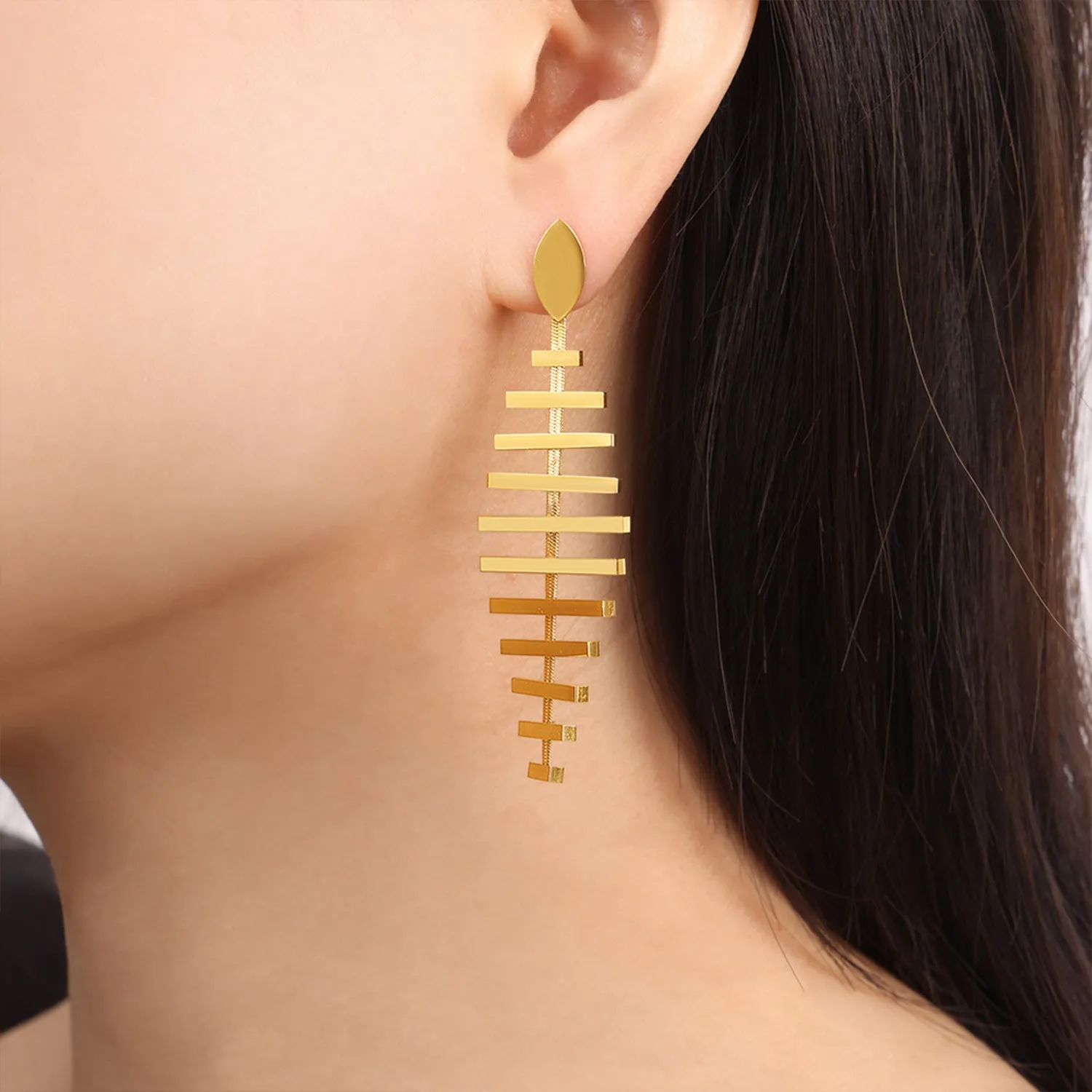 Titanium Steel Fishbone Shape Earrings sold by Charming Charlie product image thumbnail 4