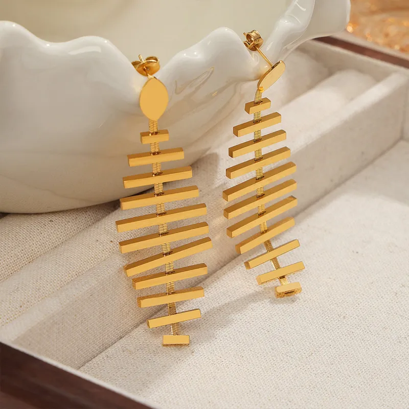 Titanium Steel Fishbone Shape Earrings sold by Charming Charlie