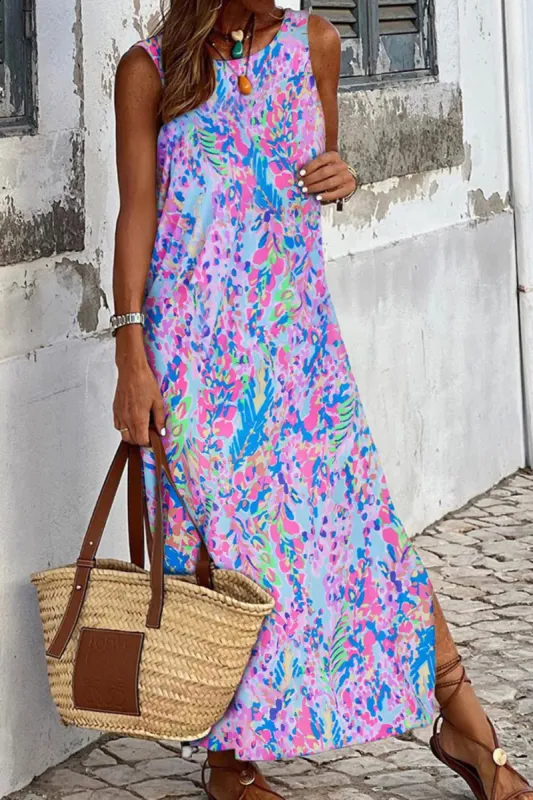 Slit Printed Wide Strap Midi Dress sold by Charming Charlie