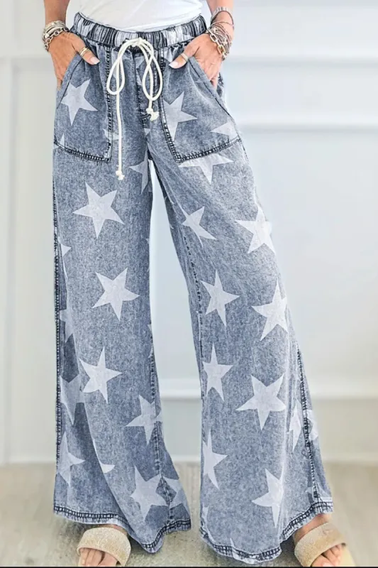 Drawstring Star Wide Leg Jeans made by Charming Charlie