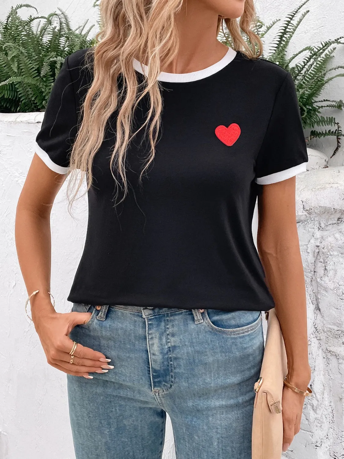 Heart Round Neck Short Sleeve T-Shirt sold by Charming Charlie product image thumbnail 5