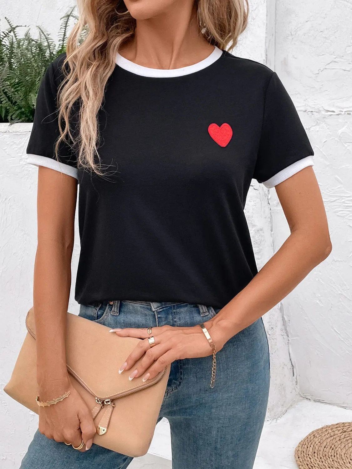 Heart Round Neck Short Sleeve T-Shirt sold by Charming Charlie product image thumbnail 3