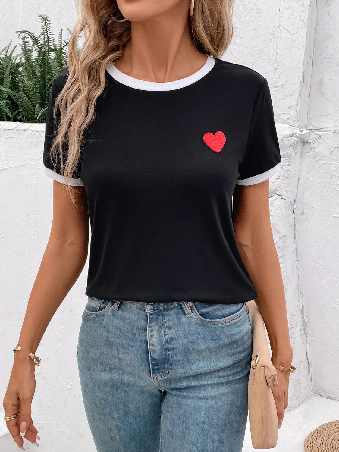 Heart Round Neck Short Sleeve T-Shirt sold by Charming Charlie product image thumbnail 4
