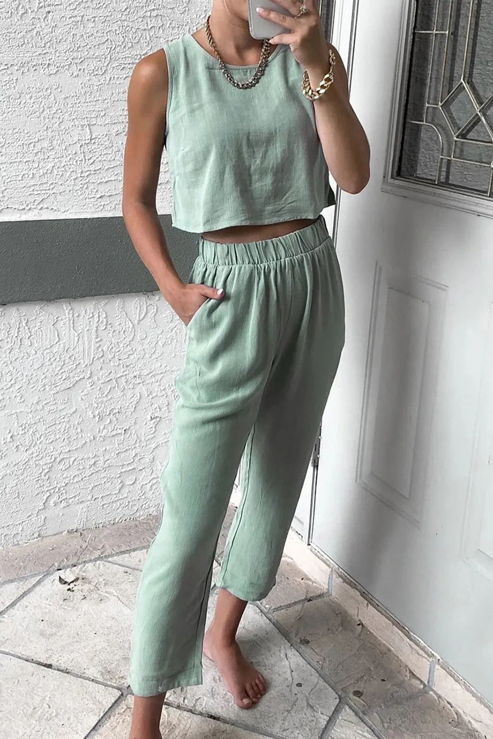 Round Neck Top and Pants Set sold by Charming Charlie product image thumbnail 4