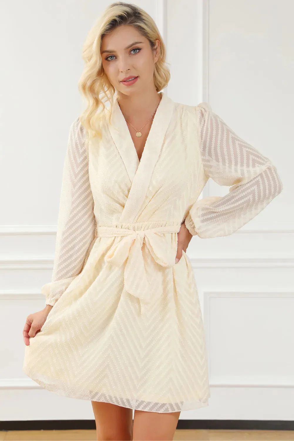 Surplice Long Sleeve Mini Dress sold by Charming Charlie product image thumbnail 2