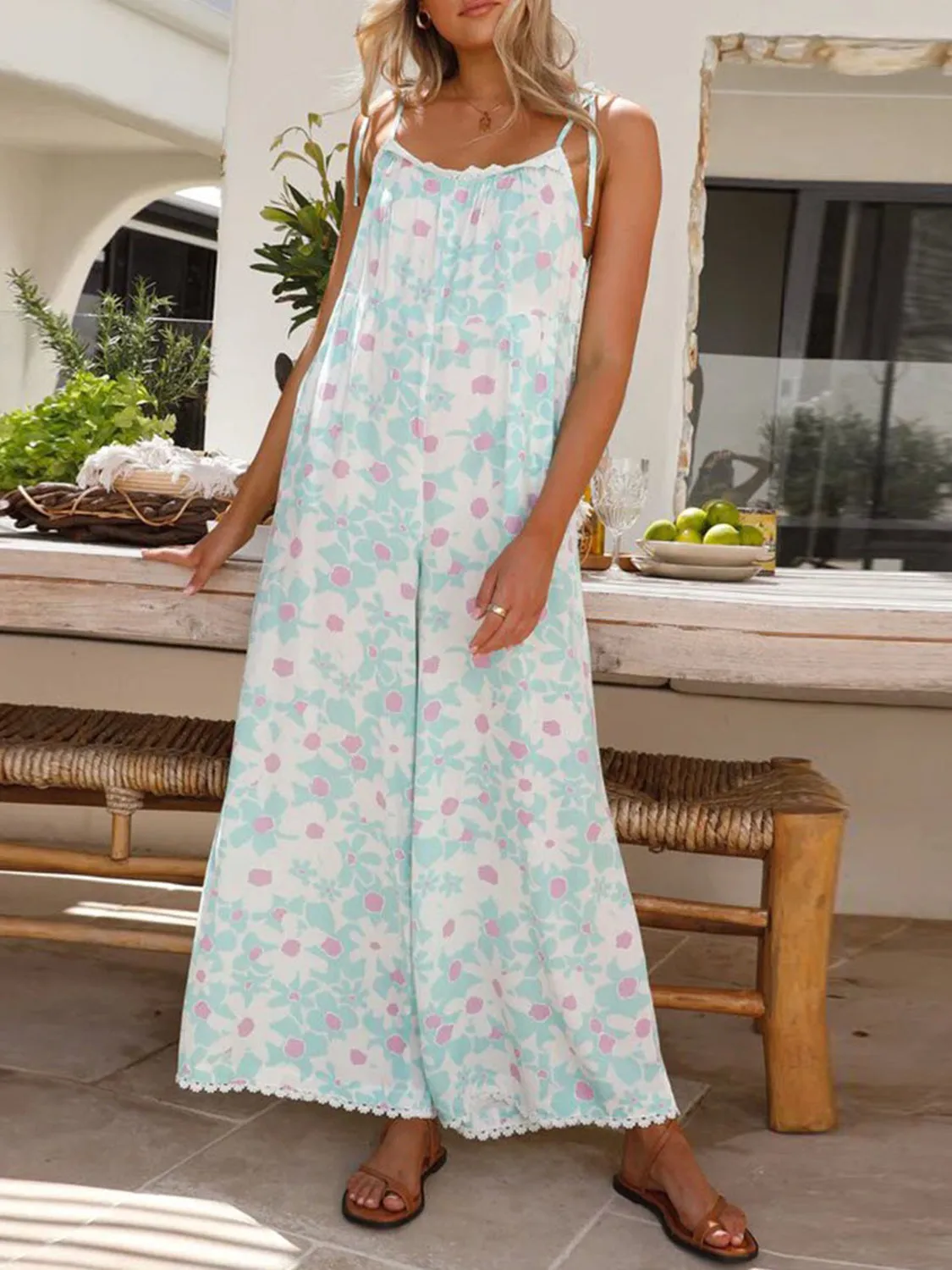Printed Wide Leg Jumpsuit with Pockets sold by Charming Charlie product image thumbnail 5