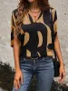Printed Notched Slit Half Sleeve Blouse sold by Charming Charlie