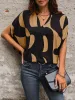 Printed Notched Slit Half Sleeve Blouse sold by Charming Charlie