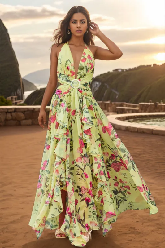 Backless Printed Plunge Sleeveless Dress sold by Charming Charlie