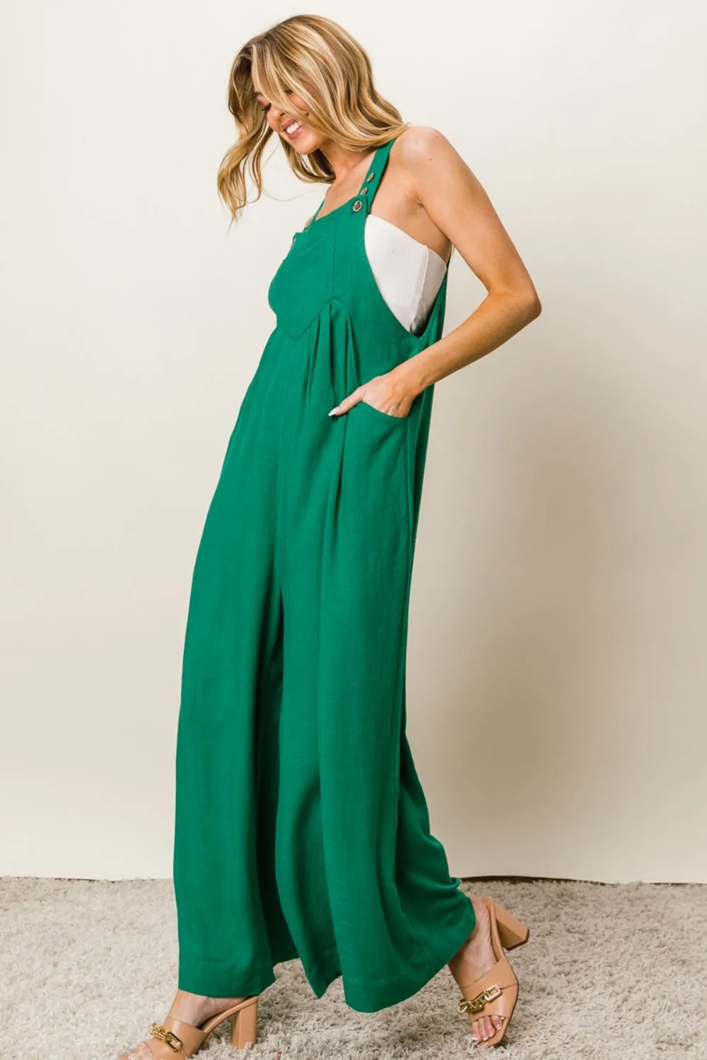 BiBi Texture Sleeveless Wide Leg Jumpsuit sold by Charming Charlie product image thumbnail 5