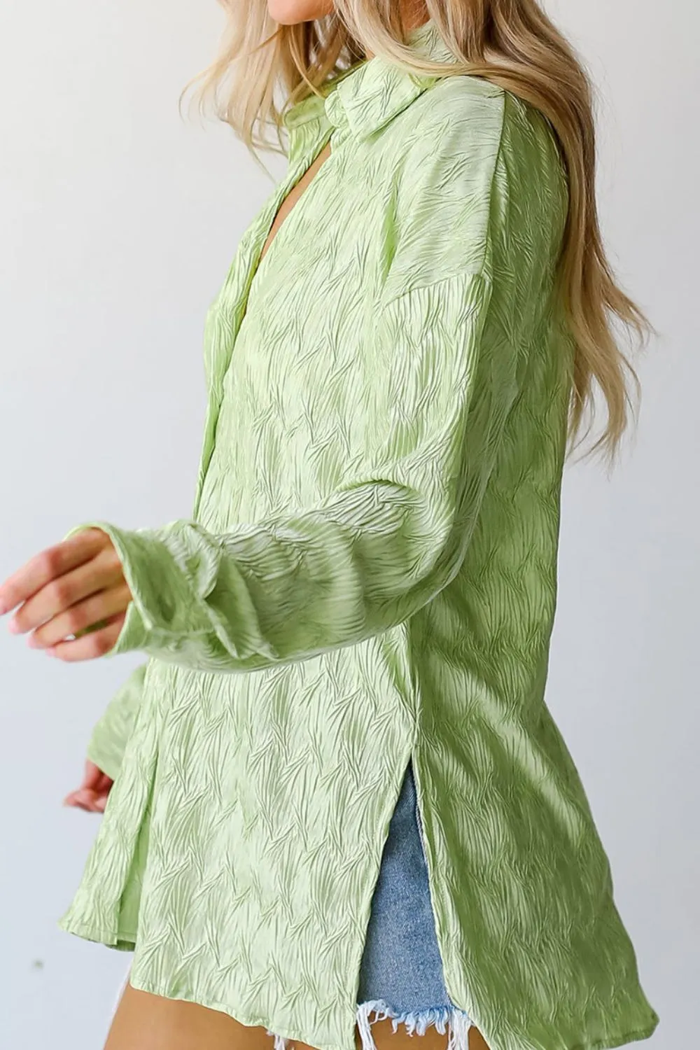 Textured Collared Neck Long Sleeve Shirt sold by Charming Charlie product image thumbnail 2