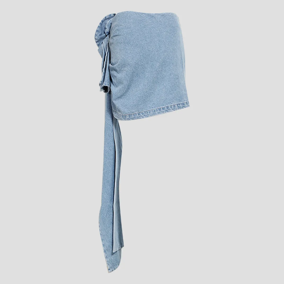 Flower Trim Ruched Denim Skirt sold by Charming Charlie product image thumbnail 4