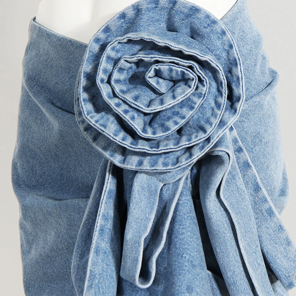 Flower Trim Ruched Denim Skirt sold by Charming Charlie product image thumbnail 5