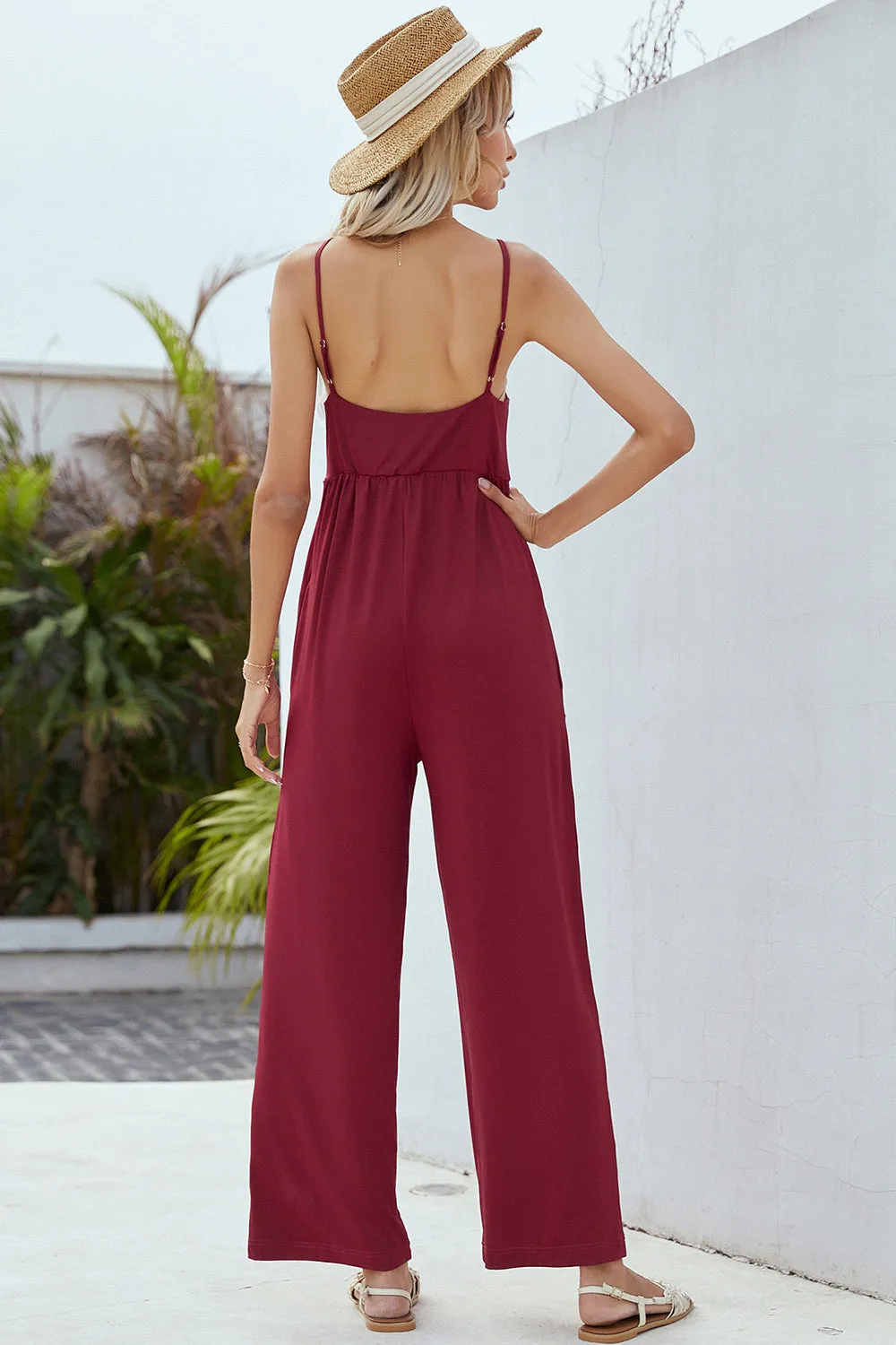 V-Neck Spaghetti Strap Wide Leg Jumpsuit sold by Charming Charlie product image thumbnail 2