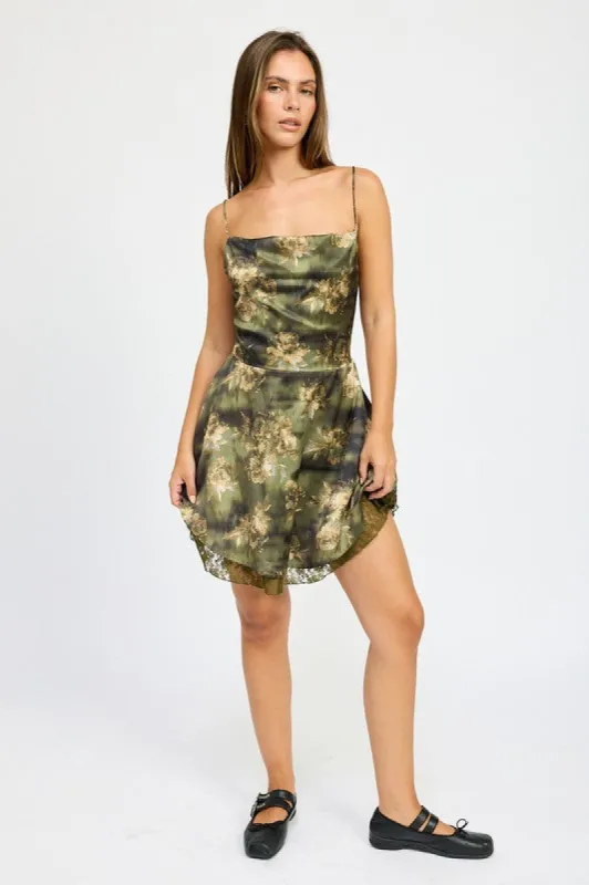 COWL NECK MINI DRESS WITH BACK TIE sold by Charming Charlie