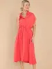 Drawstring Collared Neck Short Sleeve Midi Dress sold by Charming Charlie