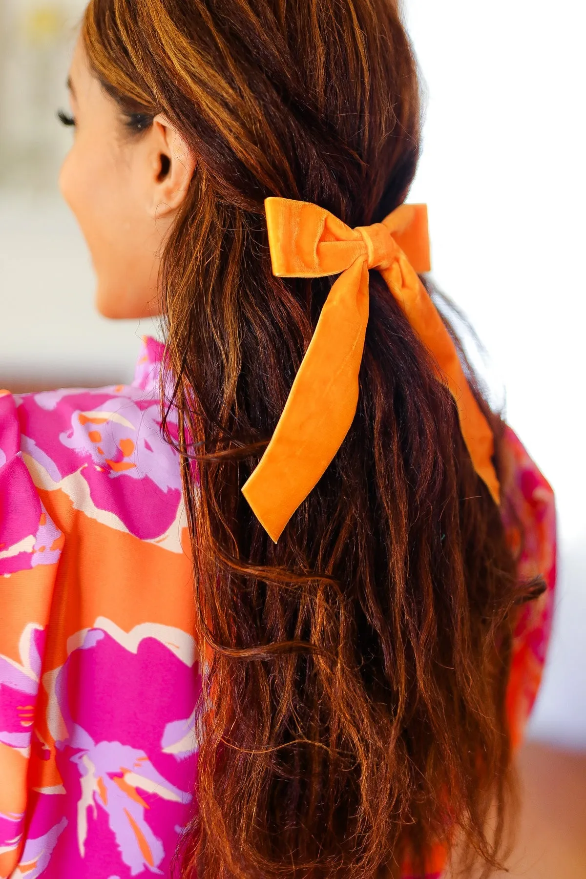 Apricot Velvet Barrette Clip Bow sold by Charming Charlie product image thumbnail 2