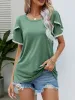 Pom-Pom Trim Flutter Sleeve Round Neck T-Shirt sold by Charming Charlie