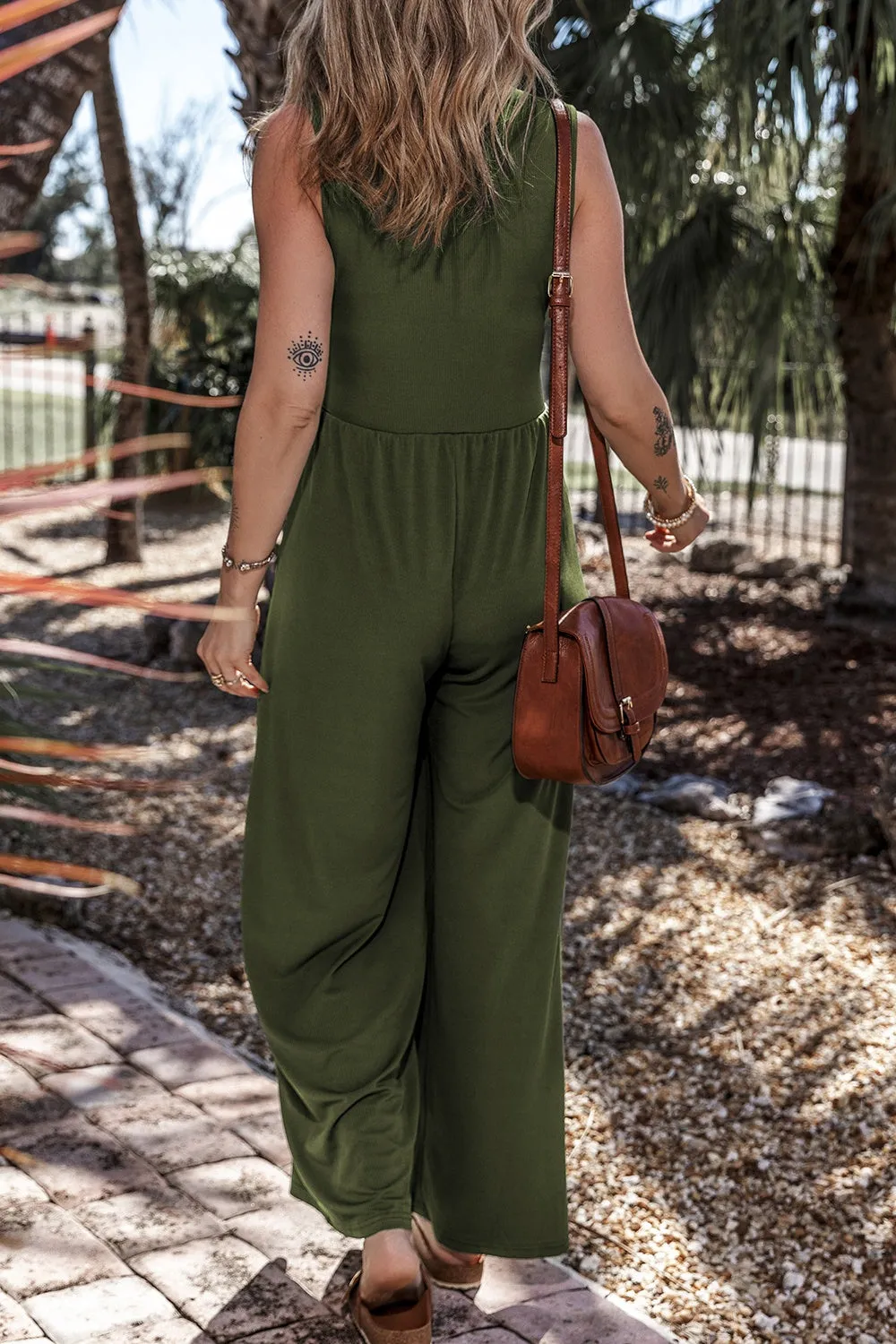 V-Neck Sleeveless Wide Leg Jumpsuit sold by Charming Charlie product image thumbnail 2