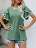 Pom-Pom Trim Flutter Sleeve Round Neck T-Shirt sold by Charming Charlie