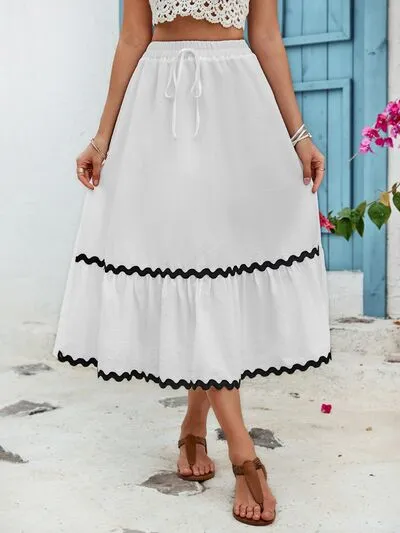 Tied Contrast Trim High Waist Skirt sold by Charming Charlie product image thumbnail 3