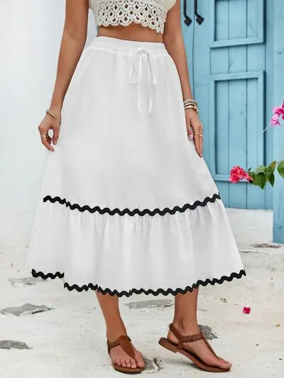 Tied Contrast Trim High Waist Skirt sold by Charming Charlie product image thumbnail 4