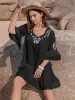 Printed Tie Neck Flounce Sleeve Mini Dress sold by Charming Charlie
