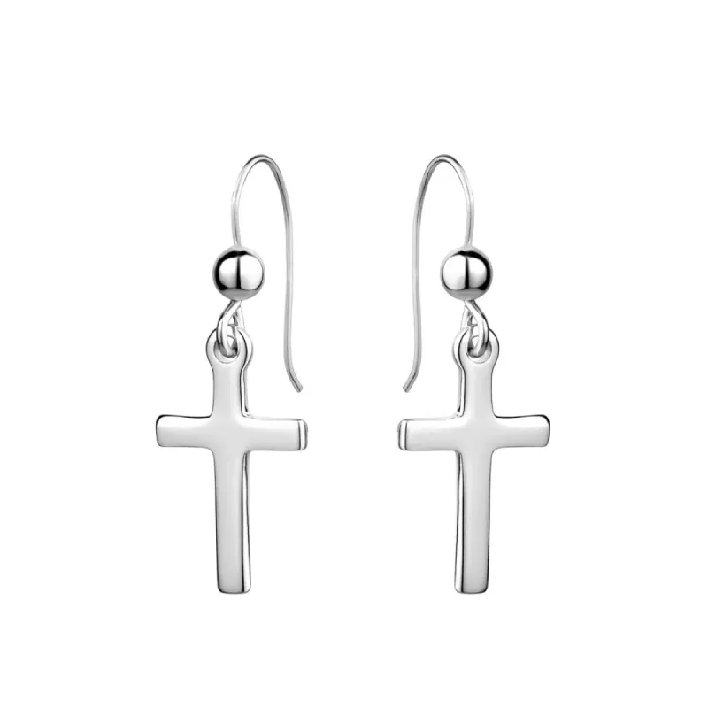 GL Creations- Sterling Silver Polished Cross Drop Earrings sold by Charming Charlie