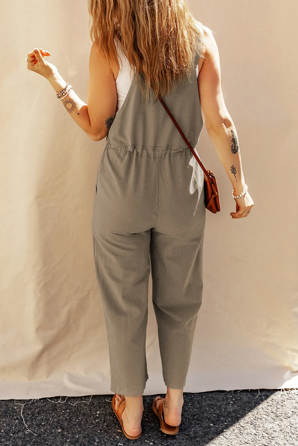 Drawstring Wide Strap Overalls with Pockets sold by Charming Charlie product image thumbnail 3