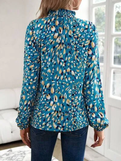 Cutout Printed Mock Neck Balloon Sleeve Blouse sold by Charming Charlie product image thumbnail 2