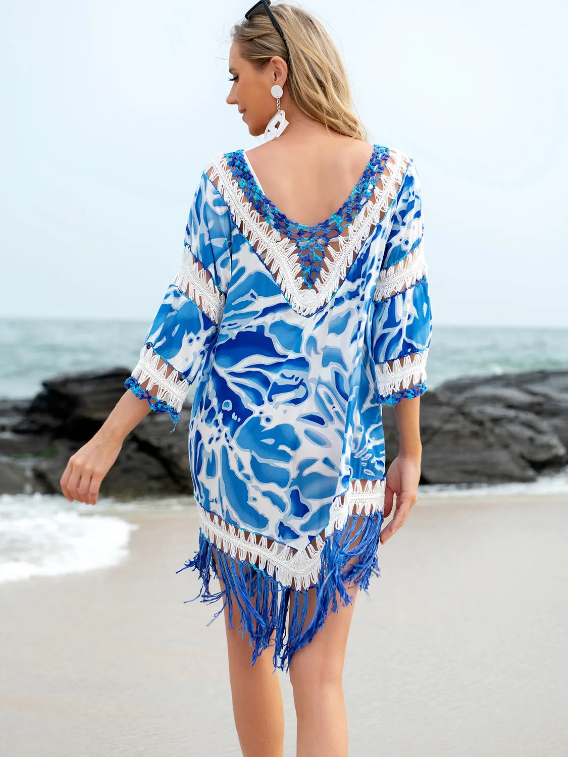 Cutout V-Neck Three-Quarter Sleeve Cover Up sold by Charming Charlie product image thumbnail 2
