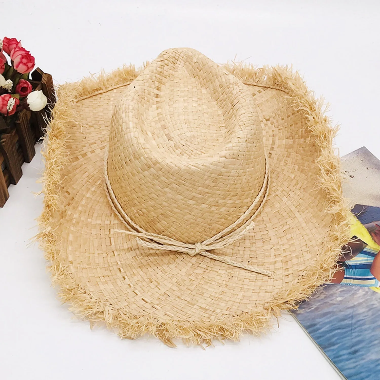 Raw Hem Wide Brim Straw Woven Hat sold by Charming Charlie product image thumbnail 5