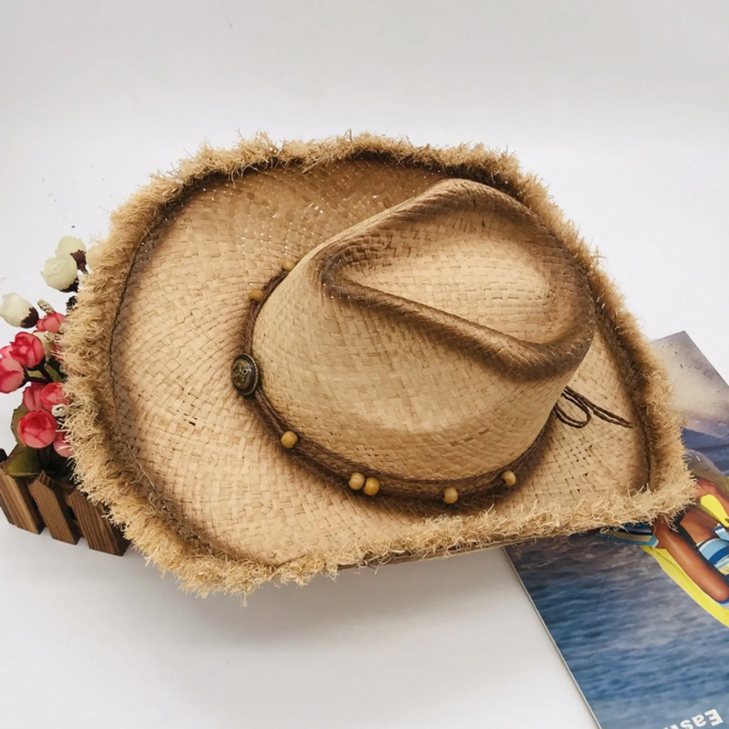 Raw Hem Wide Brim Straw Woven Hat sold by Charming Charlie product image thumbnail 2